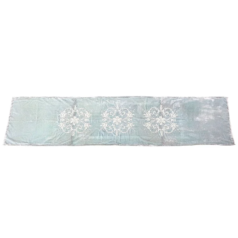 Rayon from bamboo blankets for a silky and breathable feelRayon from bamboo blankets for a silky and breathable feelHiEnd Accents Belle Velvet Crewel Embroidery Bed Runner, 24" x 96" Rayon from bamboo blankets for a silky and breathable feelRayon from bamboo blankets for a silky and breathable feelHiEnd Accents Belle Velvet Crewel Embroidery Bed Runner, 24" x 96"
