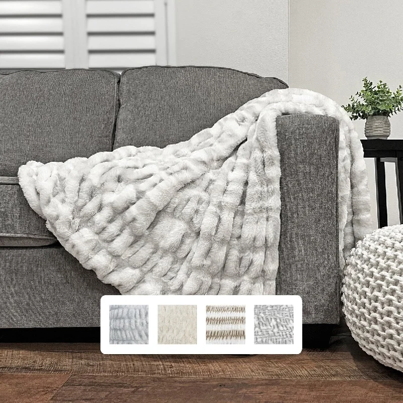 Rayon from bamboo blankets for a silky and breathable feelRayon from bamboo blankets for a silky and breathable feelThe Mood Mallow Ruched FauxFur Throw Rayon from bamboo blankets for a silky and breathable feelRayon from bamboo blankets for a silky and breathable feelThe Mood Mallow Ruched FauxFur Throw