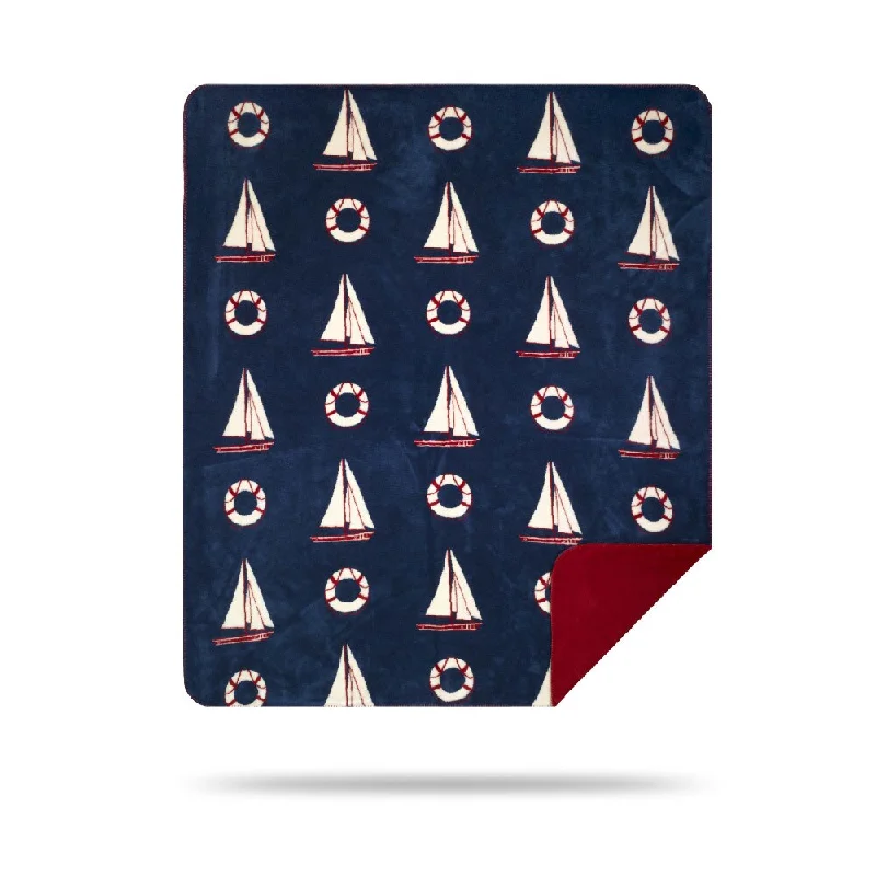 Cashmere blankets for ultimate softness and luxuryCashmere blankets for ultimate softness and luxuryDenali Atlantic Blue Sailboats/Garnet Blanket