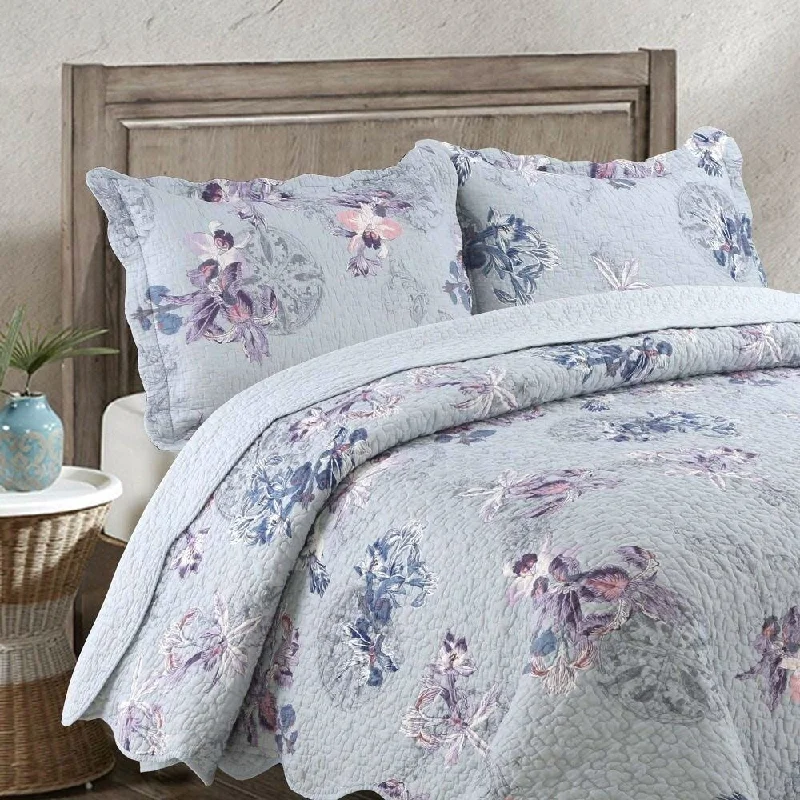 Linen blankets with a rustic and textured lookLinen blankets with a rustic and textured lookDaily Boutik Queen size 3-Piece Cotton Quilt in Purple Floral Bird Pattern Linen blankets with a rustic and textured lookLinen blankets with a rustic and textured lookDaily Boutik Queen size 3-Piece Cotton Quilt in Purple Floral Bird Pattern