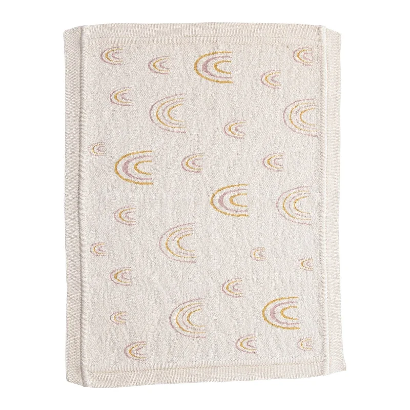 King - size blankets to cover large beds comfortablyKing - size blankets to cover large beds comfortablyCotton Knit Baby Blanket with Rainbows, Cream Color