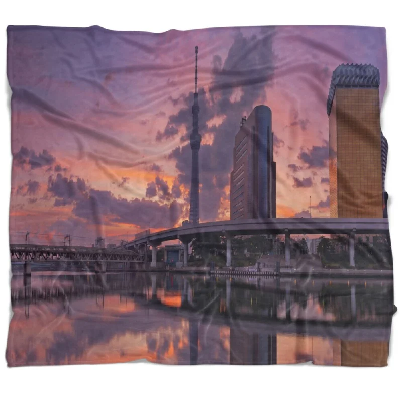 King - size blankets to cover large beds comfortablyKing - size blankets to cover large beds comfortablyDesignart 'Tokyo Sky Tree and Sumida River' Landscape Fleece Throw Blanket