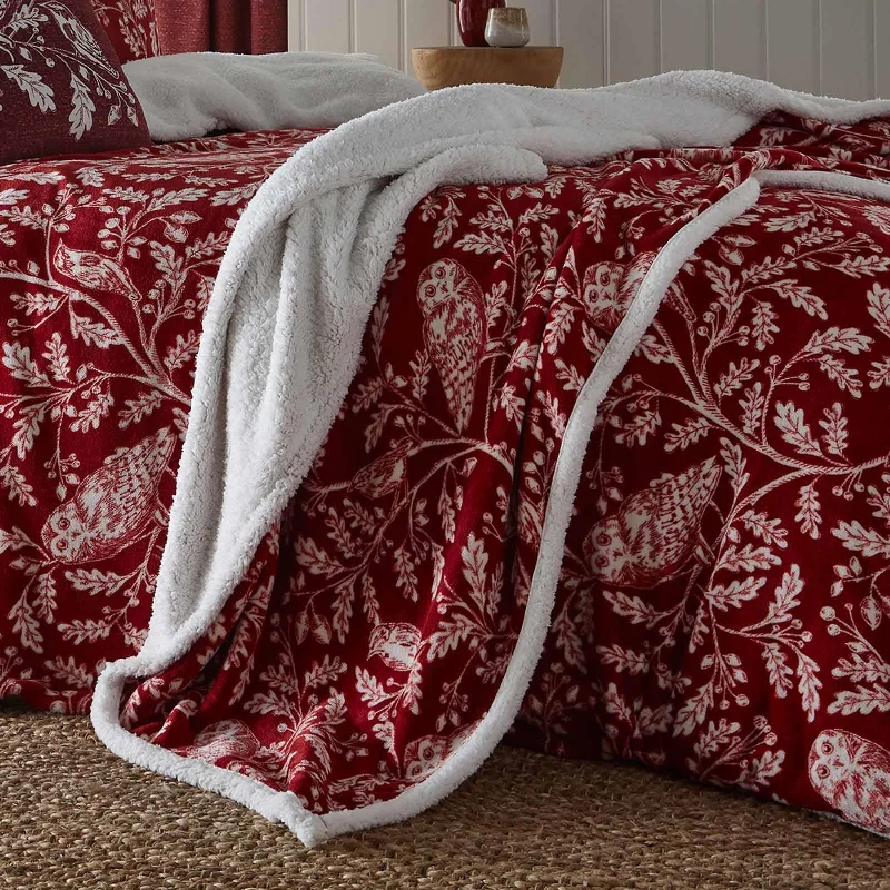 Recycled polyester blankets for an eco - conscious optionRecycled polyester blankets for an eco - conscious optionWoodland Owls Throw Red