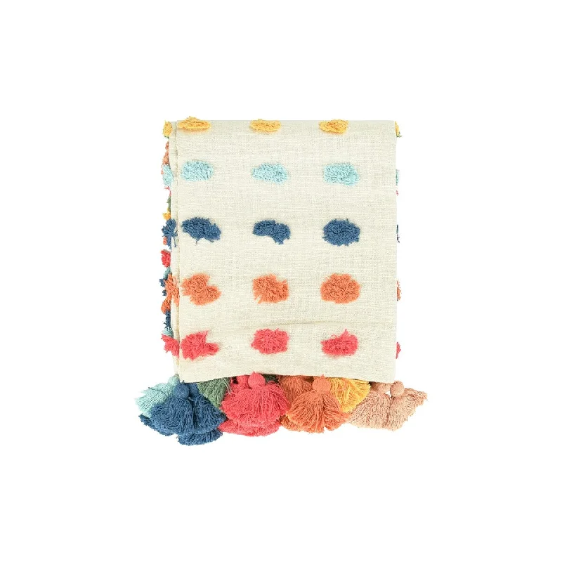 King - size blankets to cover large beds comfortablyKing - size blankets to cover large beds comfortably60"L x 50"W Woven Cotton Throw with Tufted Dots & Tassels King - size blankets to cover large beds comfortablyKing - size blankets to cover large beds comfortably60"L x 50"W Woven Cotton Throw with Tufted Dots & Tassels