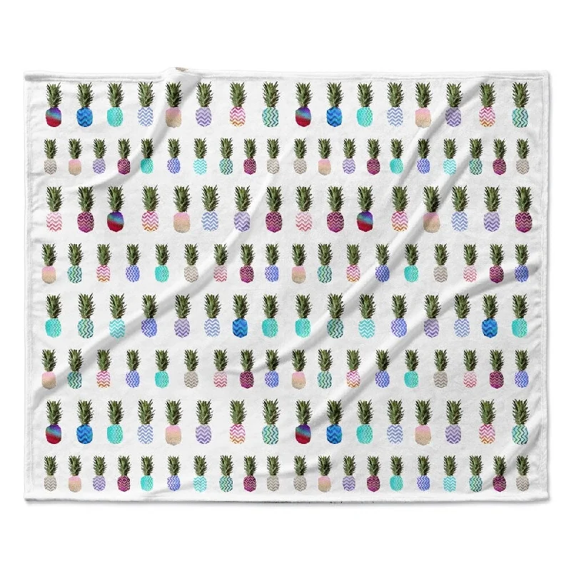 Linen blankets with a rustic and textured lookLinen blankets with a rustic and textured lookKESS InHouse Monika Strigel "Pineapple People" Fleece Blanket - Multi-color - 80" x 60"