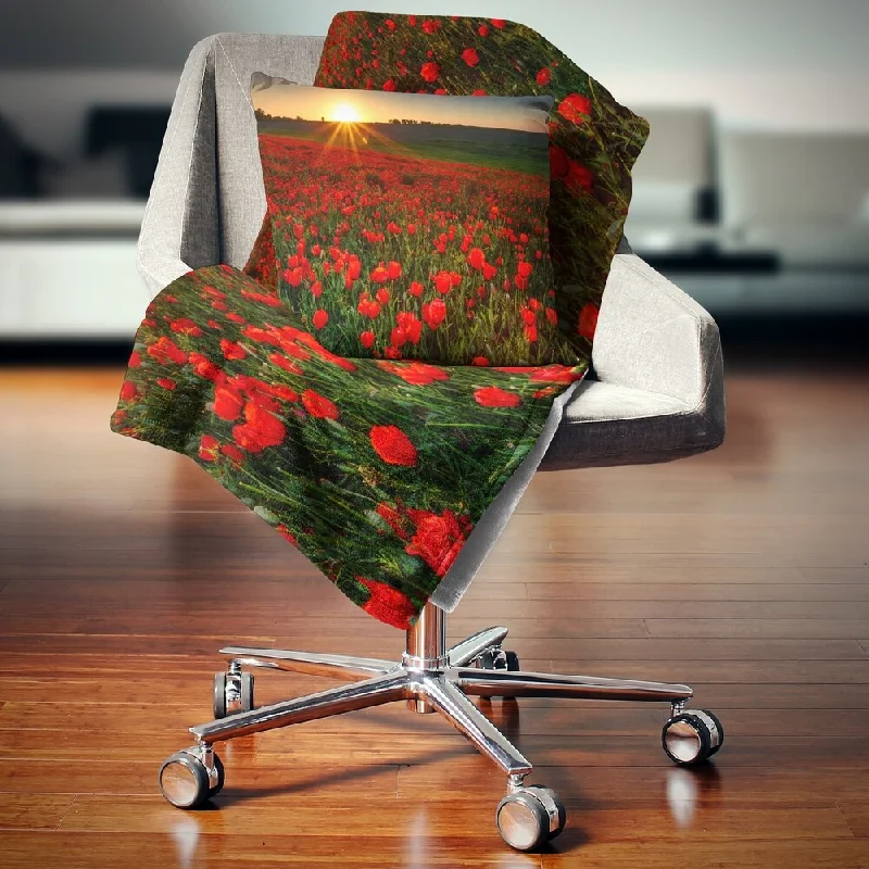 Rayon from bamboo blankets for a silky and breathable feelRayon from bamboo blankets for a silky and breathable feelDesignart 'Sunset over Garden with Red Poppies' Floral Throw Blanket Rayon from bamboo blankets for a silky and breathable feelRayon from bamboo blankets for a silky and breathable feelDesignart 'Sunset over Garden with Red Poppies' Floral Throw Blanket