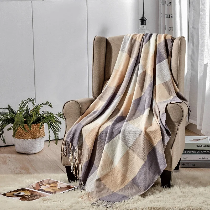 Chenille blankets with a thick and fuzzy textureChenille blankets with a thick and fuzzy textureWellco Ultra Soft Knitted Throw Blanket With Boho Tassels - 50" x 60", Plaid Patterns Chenille blankets with a thick and fuzzy textureChenille blankets with a thick and fuzzy textureWellco Ultra Soft Knitted Throw Blanket With Boho Tassels - 50" x 60", Plaid Patterns