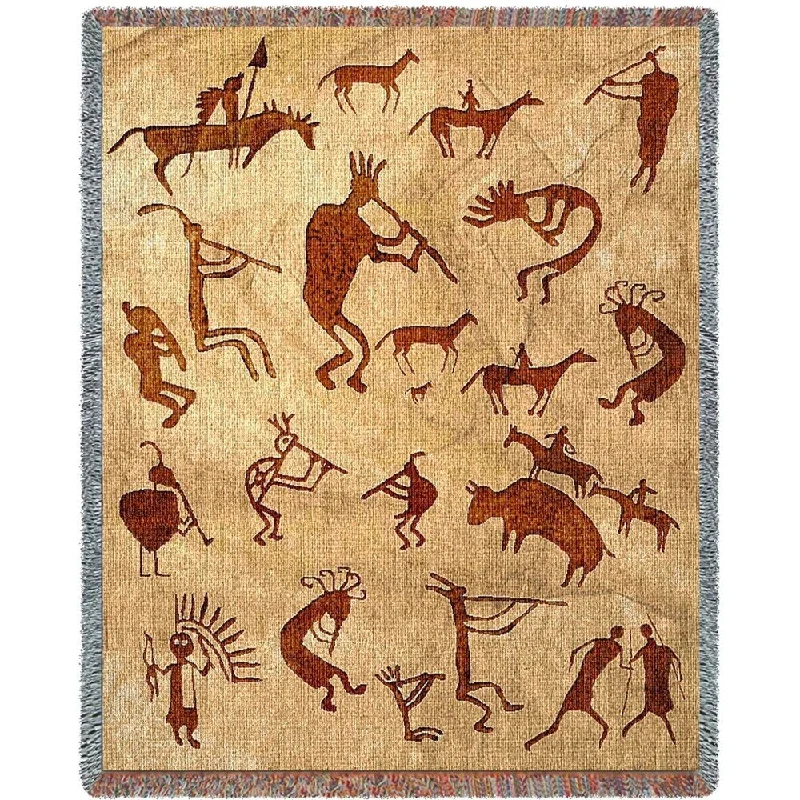 Linen blankets with a rustic and textured lookLinen blankets with a rustic and textured lookKokopelli Petroglyphs Blanket
