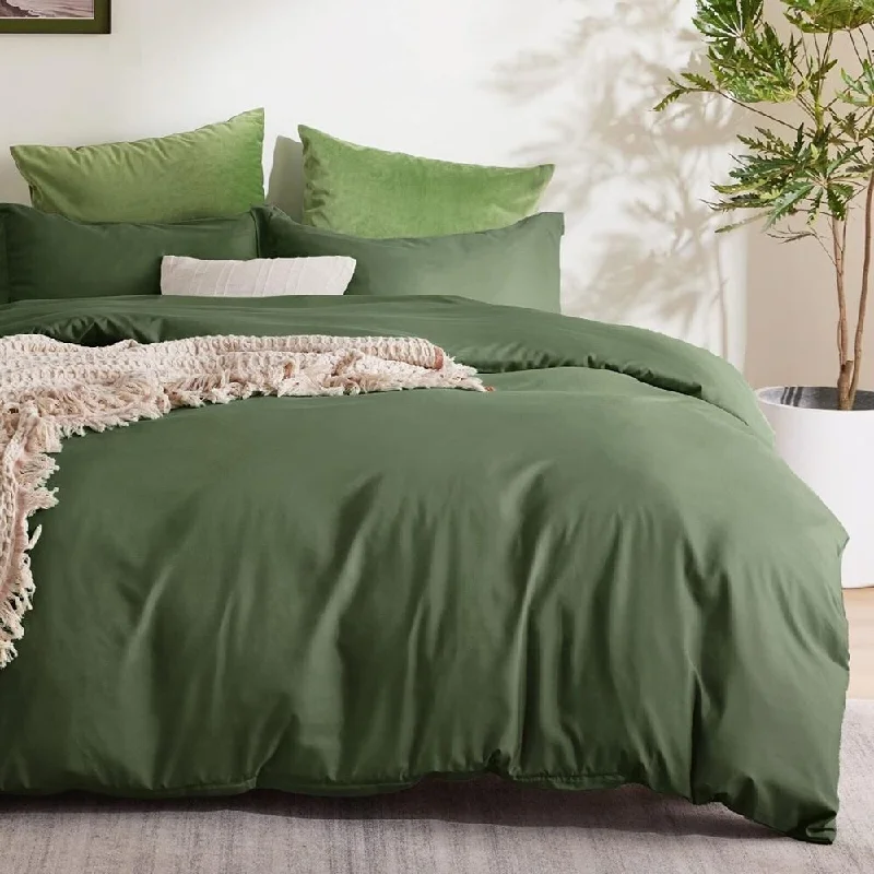 Fleece blankets for a cozy and plush textureFleece blankets for a cozy and plush texture3pc Queen Size Duvet Cover Soft Brushed Microfiber Set Olive Green