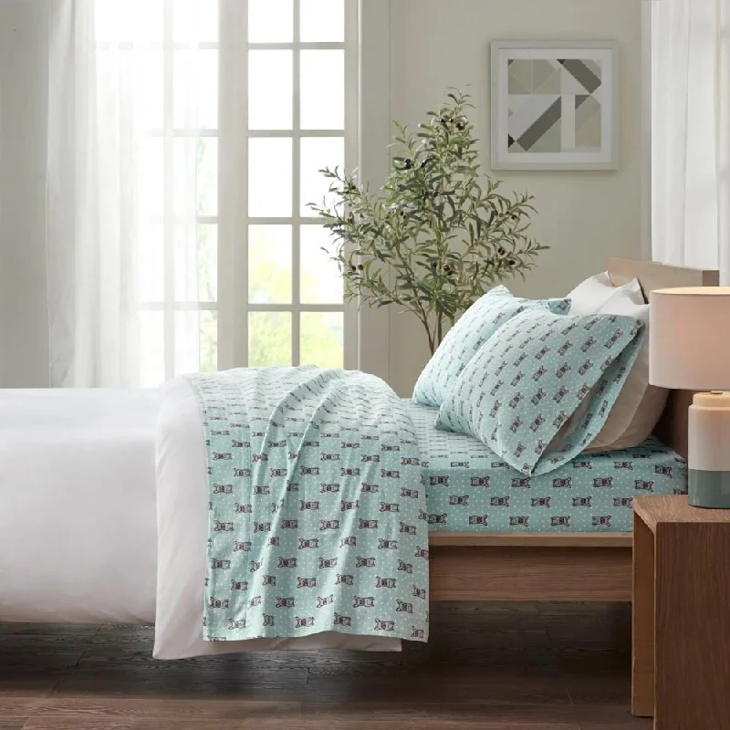 Rayon from bamboo blankets for a silky and breathable feelRayon from bamboo blankets for a silky and breathable feelTwin XL Cozy Cotton Flannel Printed Deep Pocket Sheet Set Aqua
