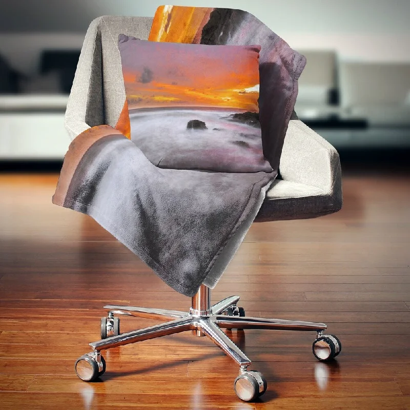 Recycled polyester blankets for an eco - conscious optionRecycled polyester blankets for an eco - conscious optionDesignart 'Vividly Colorful Tropical Beach at Sunset' Seascape Throw Blanket