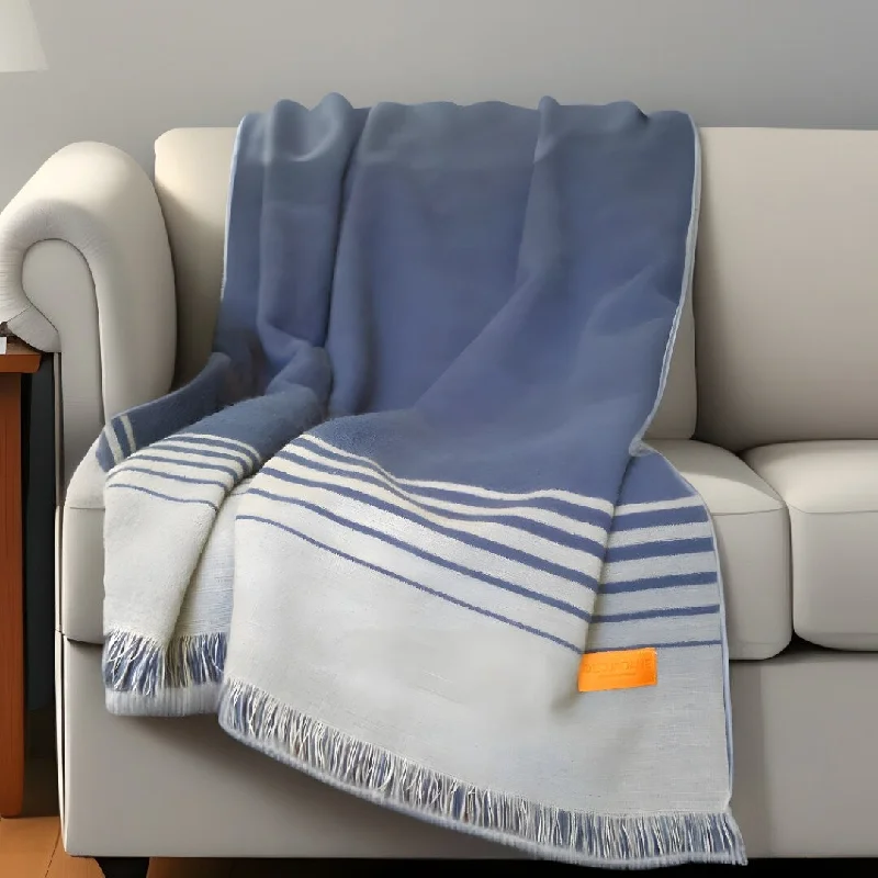 King - size blankets to cover large beds comfortablyKing - size blankets to cover large beds comfortablyBlue and Gray Woven Microfiber Striped Throw Blanket with Fringe King - size blankets to cover large beds comfortablyKing - size blankets to cover large beds comfortablyBlue and Gray Woven Microfiber Striped Throw Blanket with Fringe