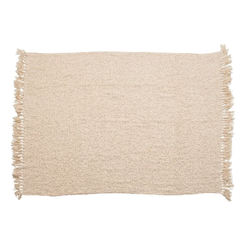 Queen - size blankets for standard - sized bedsQueen - size blankets for standard - sized bedsCotton Blend Bouclé Throw with Fringe, Cream Color Queen - size blankets for standard - sized bedsQueen - size blankets for standard - sized bedsCotton Blend Bouclé Throw with Fringe, Cream Color
