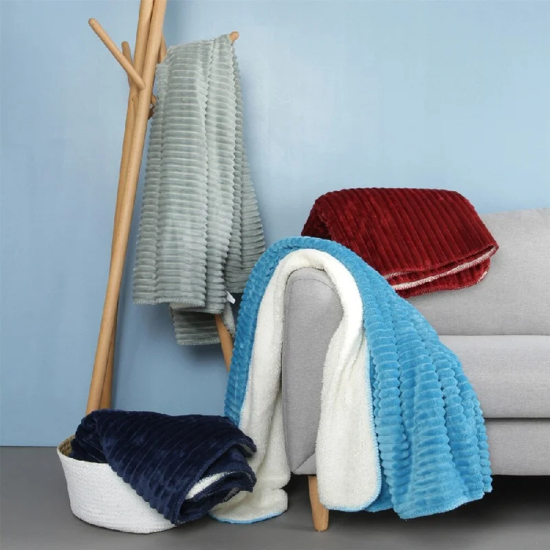 Chenille blankets with a thick and fuzzy textureChenille blankets with a thick and fuzzy textureEverGrace Striped Flannel Reversible Plush Sherpa Throw