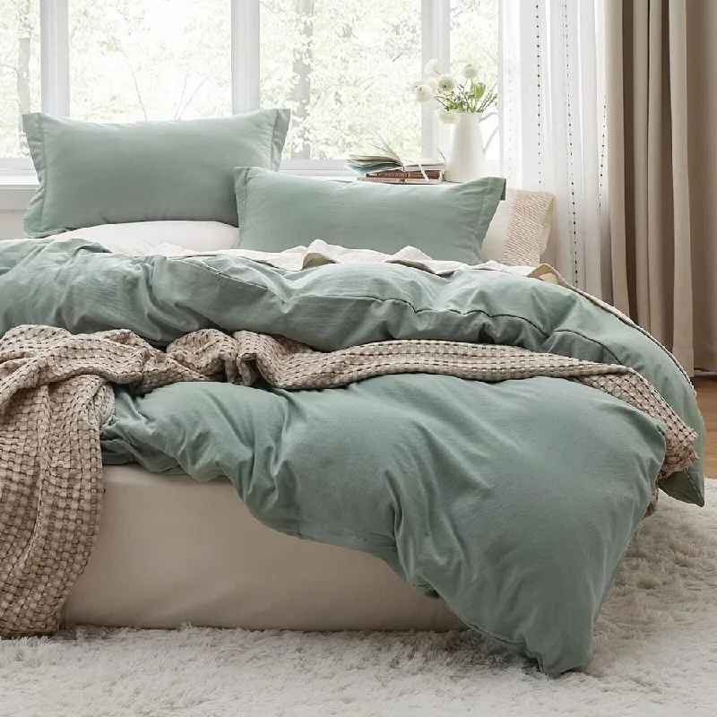 Linen blankets with a rustic and textured lookLinen blankets with a rustic and textured look2pc Twin Duvet Cover Set Soft Sage Green