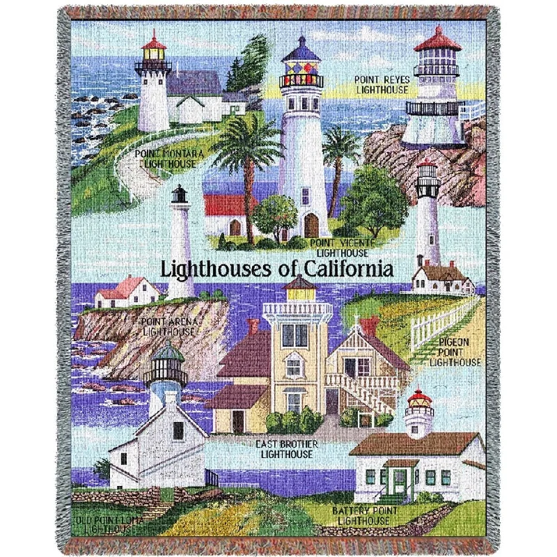 Queen - size blankets for standard - sized bedsQueen - size blankets for standard - sized bedsLighthouses of California Blanket