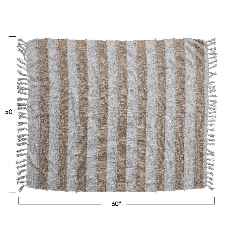 Synthetic fiber blend blankets for a budget - friendly choiceSynthetic fiber blend blankets for a budget - friendly choiceCotton Throw Blanket with Stripes and Fringe - Tan - 60.0"L x 50.0"W x 1.0"H Synthetic fiber blend blankets for a budget - friendly choiceSynthetic fiber blend blankets for a budget - friendly choiceCotton Throw Blanket with Stripes and Fringe - Tan - 60.0"L x 50.0"W x 1.0"H