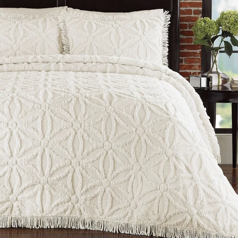 Chenille blankets with a thick and fuzzy textureChenille blankets with a thick and fuzzy textureDaily Boutik Full size Cotton Chenille Bedspread with Flower of Life Pattern and Fringe Edge in Ivory Chenille blankets with a thick and fuzzy textureChenille blankets with a thick and fuzzy textureDaily Boutik Full size Cotton Chenille Bedspread with Flower of Life Pattern and Fringe Edge in Ivory