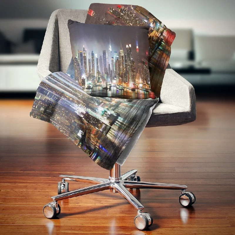 Linen blankets with a rustic and textured lookLinen blankets with a rustic and textured lookDesignart 'Lit NYC Manhattan Skyline' Cityscape Photo Throw Blanket