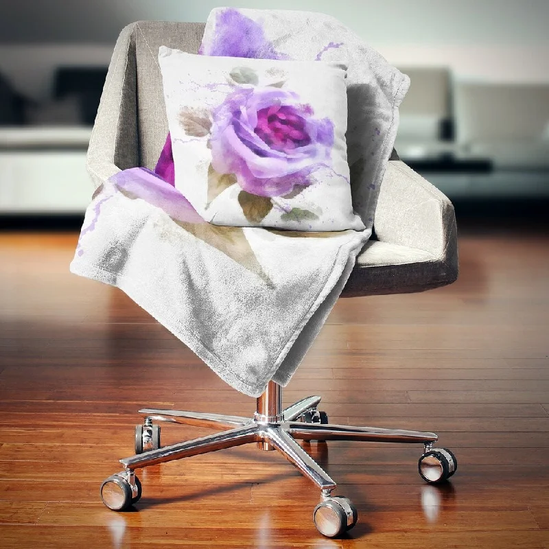 Fleece blankets for a cozy and plush textureFleece blankets for a cozy and plush textureDesignart 'Watercolor Purple Rose with Leaves' Floral Throw Blanket Fleece blankets for a cozy and plush textureFleece blankets for a cozy and plush textureDesignart 'Watercolor Purple Rose with Leaves' Floral Throw Blanket