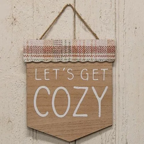 Bed skirts with a satin finish for a shiny appearanceGet Cozy Plaid Wood Sign