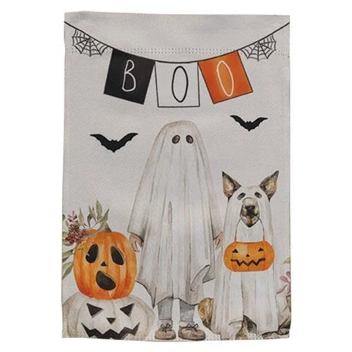 Bed skirts with a ruffled tiered designBoo Ghost & Dog Garden Flag