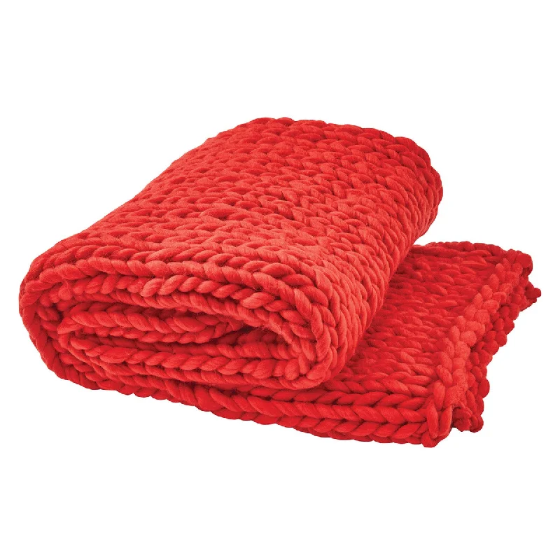 Bamboo fiber blankets with natural antibacterial propertiesChunky Knit Throw - Red