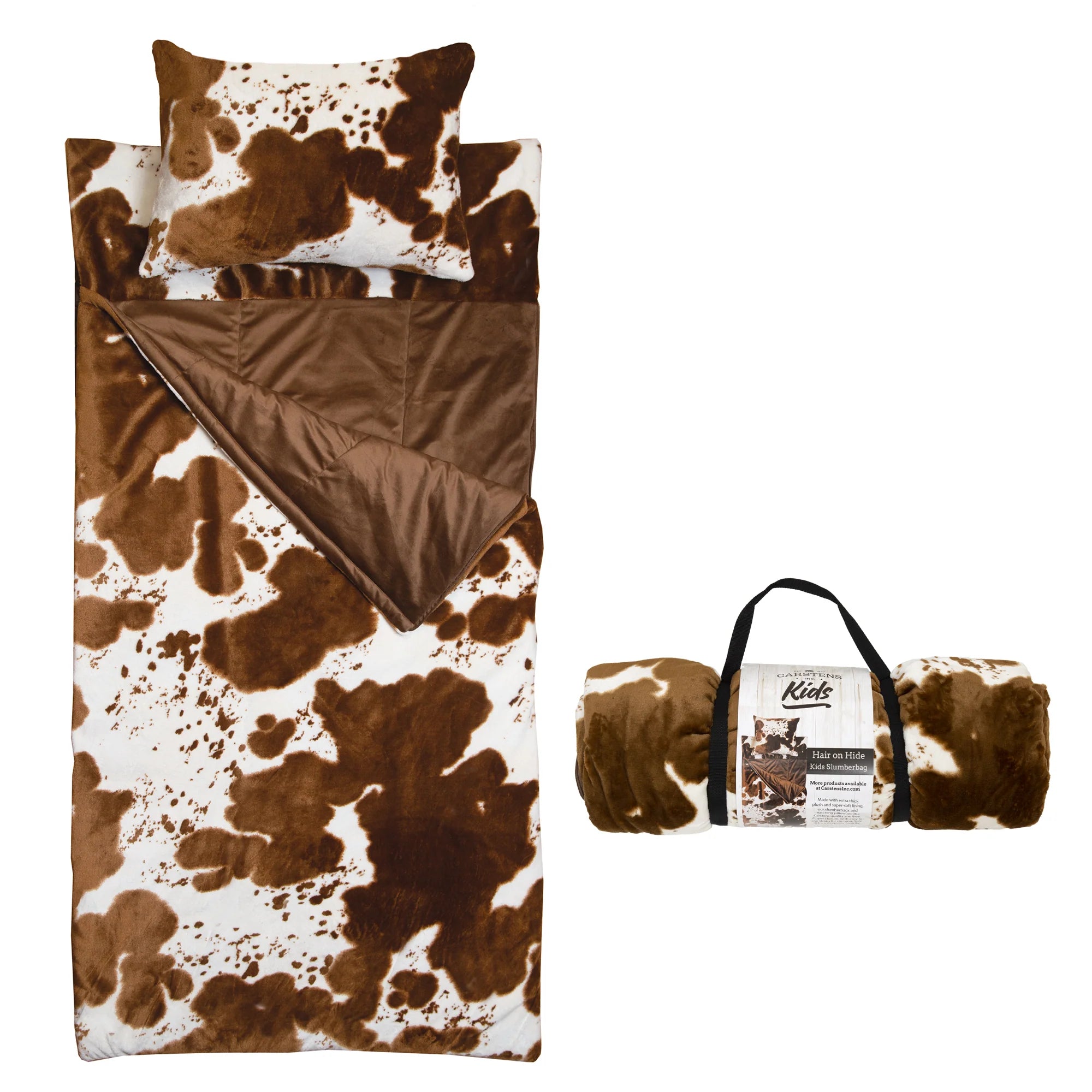 Rayon from bamboo blankets for a silky and breathable feelKids Cow-Print Sleeping Bag & Pillow