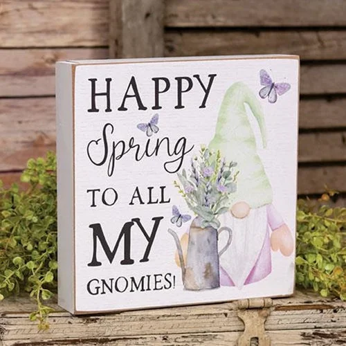 Bed skirts with a modern art - inspired printHappy Spring to All My Gnomies Box Sign Bed skirts with a modern art - inspired printHappy Spring to All My Gnomies Box Sign