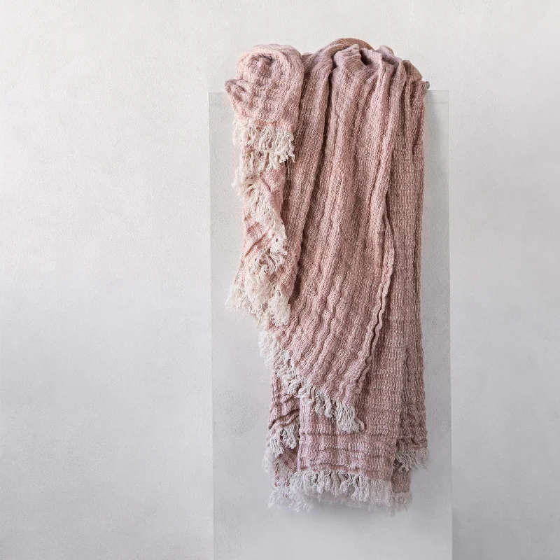 Microfiber blankets that are durable and easy to care forCrush Linen Throw Blanket - Rosa Melange