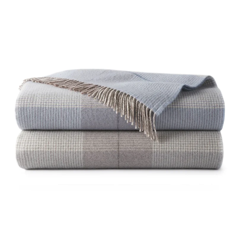 Mohair blankets with a unique sheen and softnessYork Merino Wool Plaid Throw