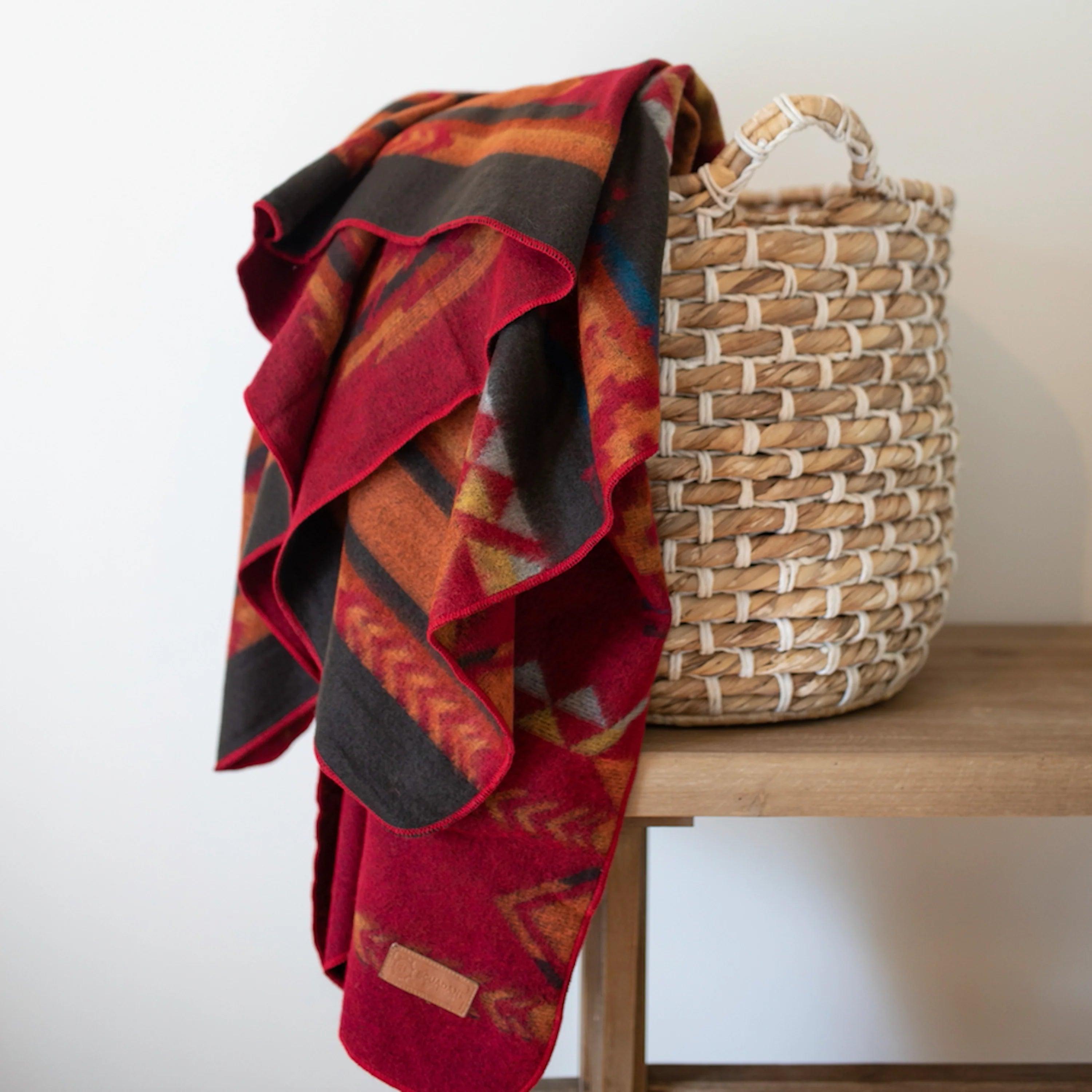 Wool blankets with natural warmth and insulationWildfire Red Handwoven Blanket