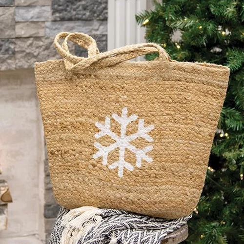 Velvet bed skirts for a luxurious and elegant appearanceSnowflake Jute Tote
