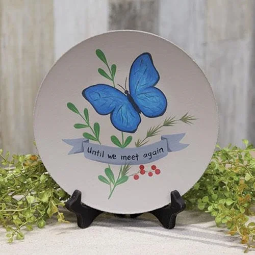 Bed skirts with a tie - back design for adjustabilityUntil We Meet Again Butterfly Plate Bed skirts with a tie - back design for adjustabilityUntil We Meet Again Butterfly Plate