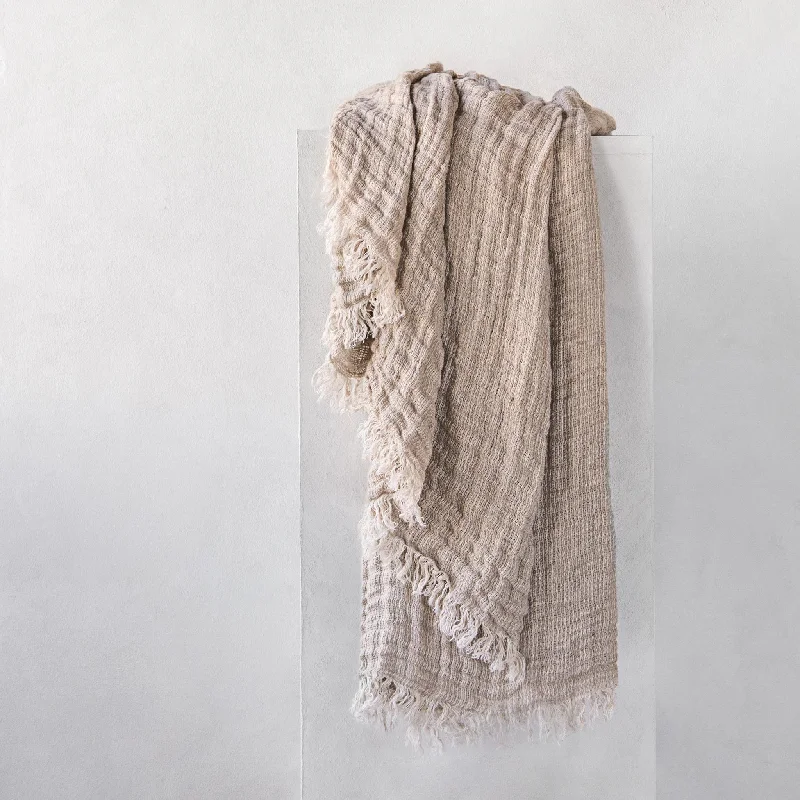 Rayon from bamboo blankets for a silky and breathable feelCrush Linen Throw Blanket - Fysk Melange