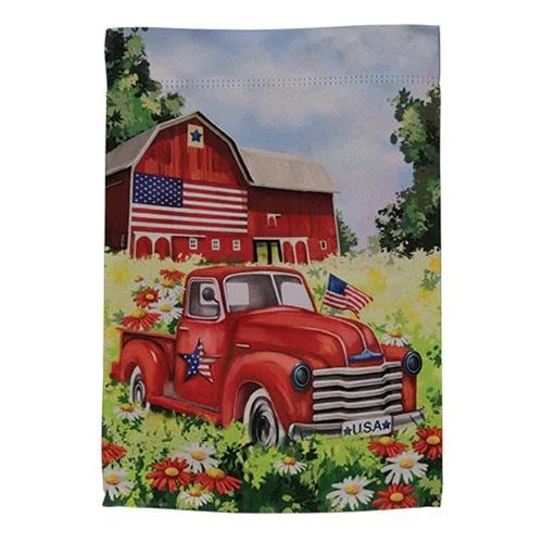 Linen bed skirts for a natural and rustic feelUSA Truck & Barn Garden Flag