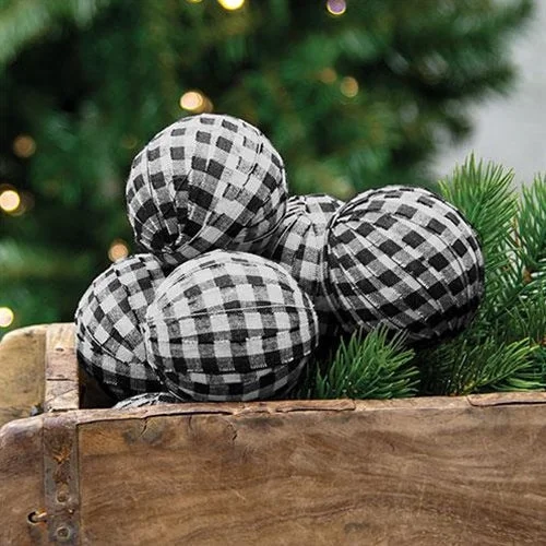 Bed skirts with a tie - back design for adjustability6/Set Black & White Buffalo Check Rag Balls Bed skirts with a tie - back design for adjustability6/Set Black & White Buffalo Check Rag Balls