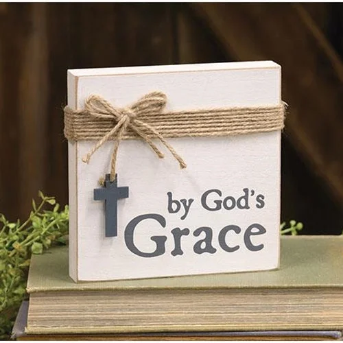 Bed skirts with a country - style patternBy God's Grace Square Block w/Jute & Cross Charm