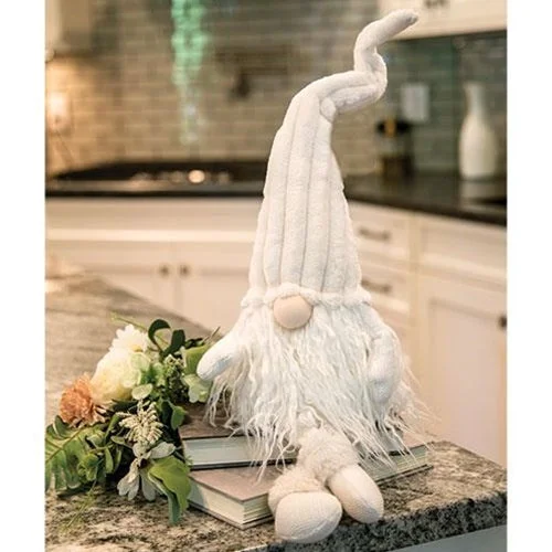 Bed skirts with a contemporary styleDangle Leg Plush Cream Gnome w/Ribbed Hat