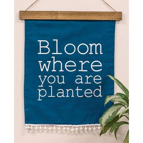 Full - size bed skirts with a gathered fabricBloom Where You Are Planted Fabric Hanging Full - size bed skirts with a gathered fabricBloom Where You Are Planted Fabric Hanging
