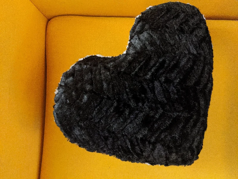 Feather Pillows for a Luxurious SleepDaDa Bedding Hand-Made Midnight Noir Black & White Faux Fur Heart Shaped Throw Pillow - 16” x 14”
