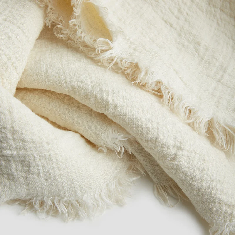 Recycled polyester blankets for an eco - conscious optionCream Linen Crinkle Throw
