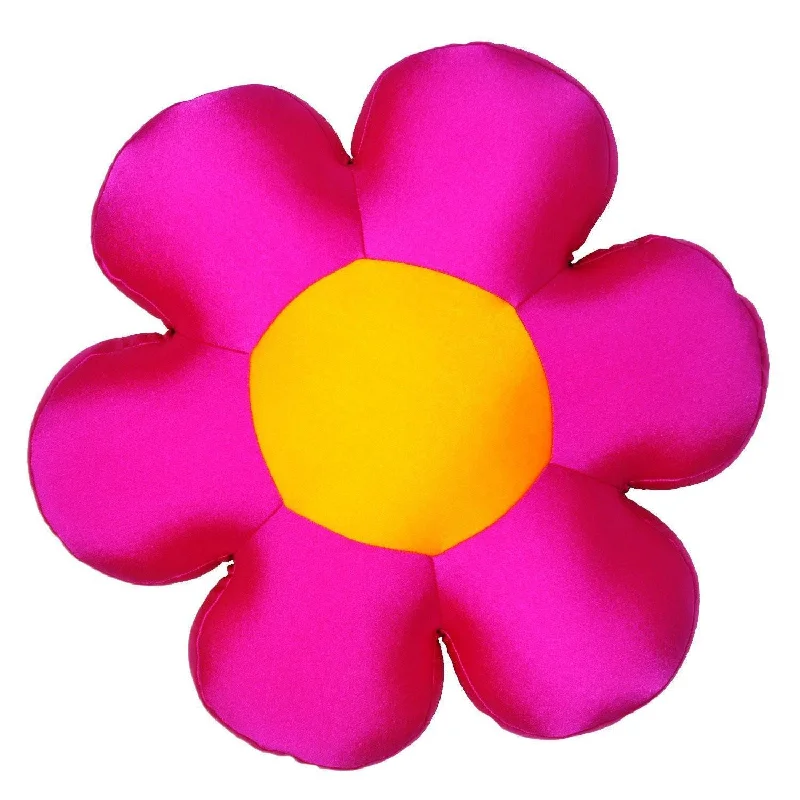Back Support Pillows for Office ChairsDaDa Bedding's Fun Cute Squishy & Soft Groovy Flower Throw Micro-Bead Cushion Pillow - Hot Pink - 18"