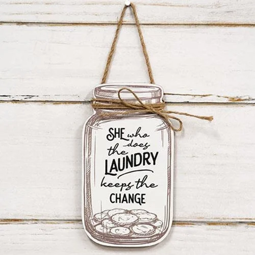 Bed skirts with a eco - friendly materialShe Who Does the Laundry Mason Jar Hanger