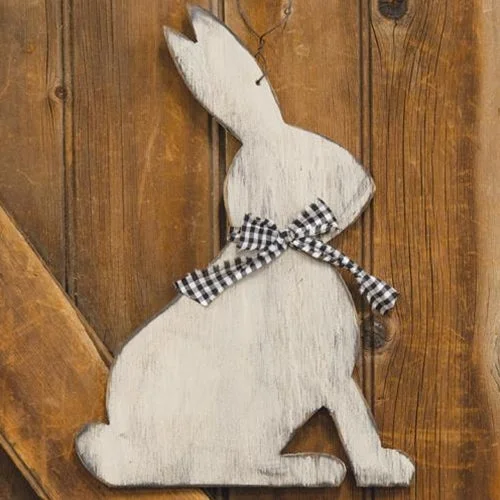Bed skirts with a shabby - chic styleDistressed Sitting Bunny Hanger