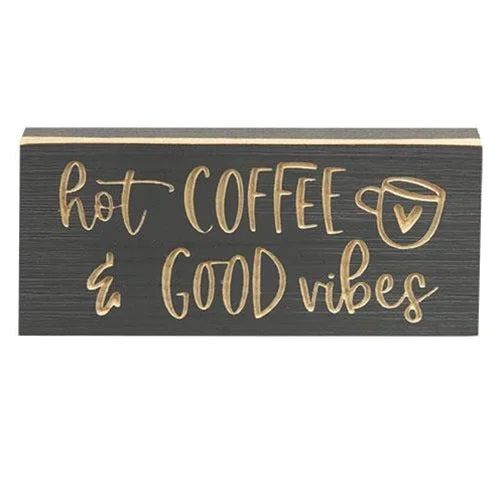 Bed skirts in bold colors for a statement - making lookHot Coffee & Good Vibes Engraved Block 8" x 3.5"