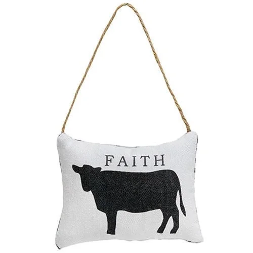 Bed skirts with a metallic thread for a touch of glamourFaith Cow Pillow Ornament