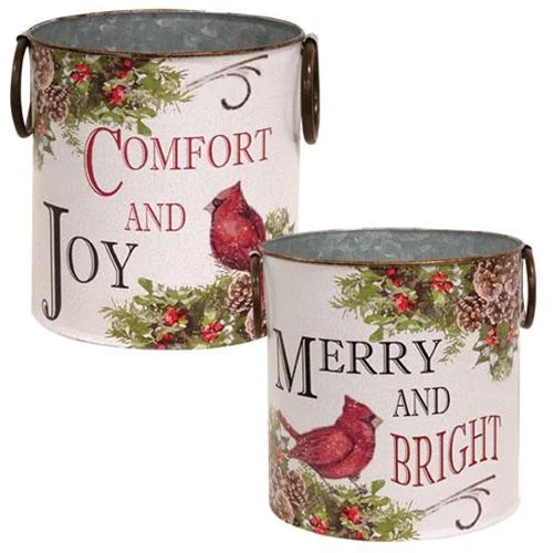 Bed skirts with a multi - colored pattern2/Set Merry and Bright Cardinal Buckets