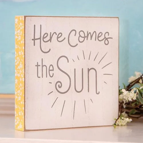Bed skirts with a metallic thread for a touch of glamourHere Comes the Sun Distressed Wooden Block Sign