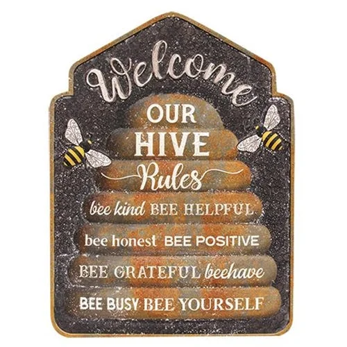 Bed skirts with a bohemian - inspired patternHive Rules Metal Sign